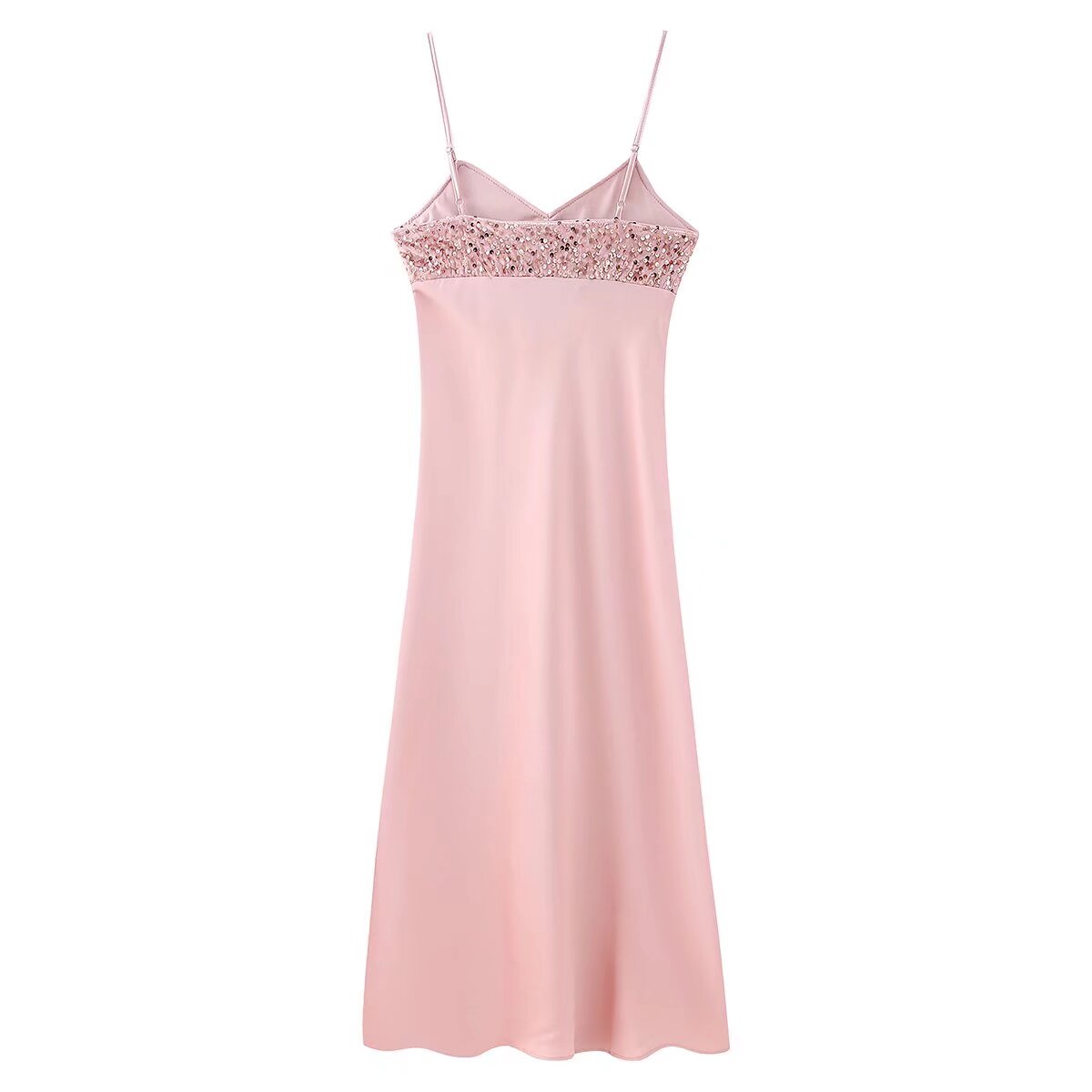 Women Summer Sequined Decorative Short Strap Dress