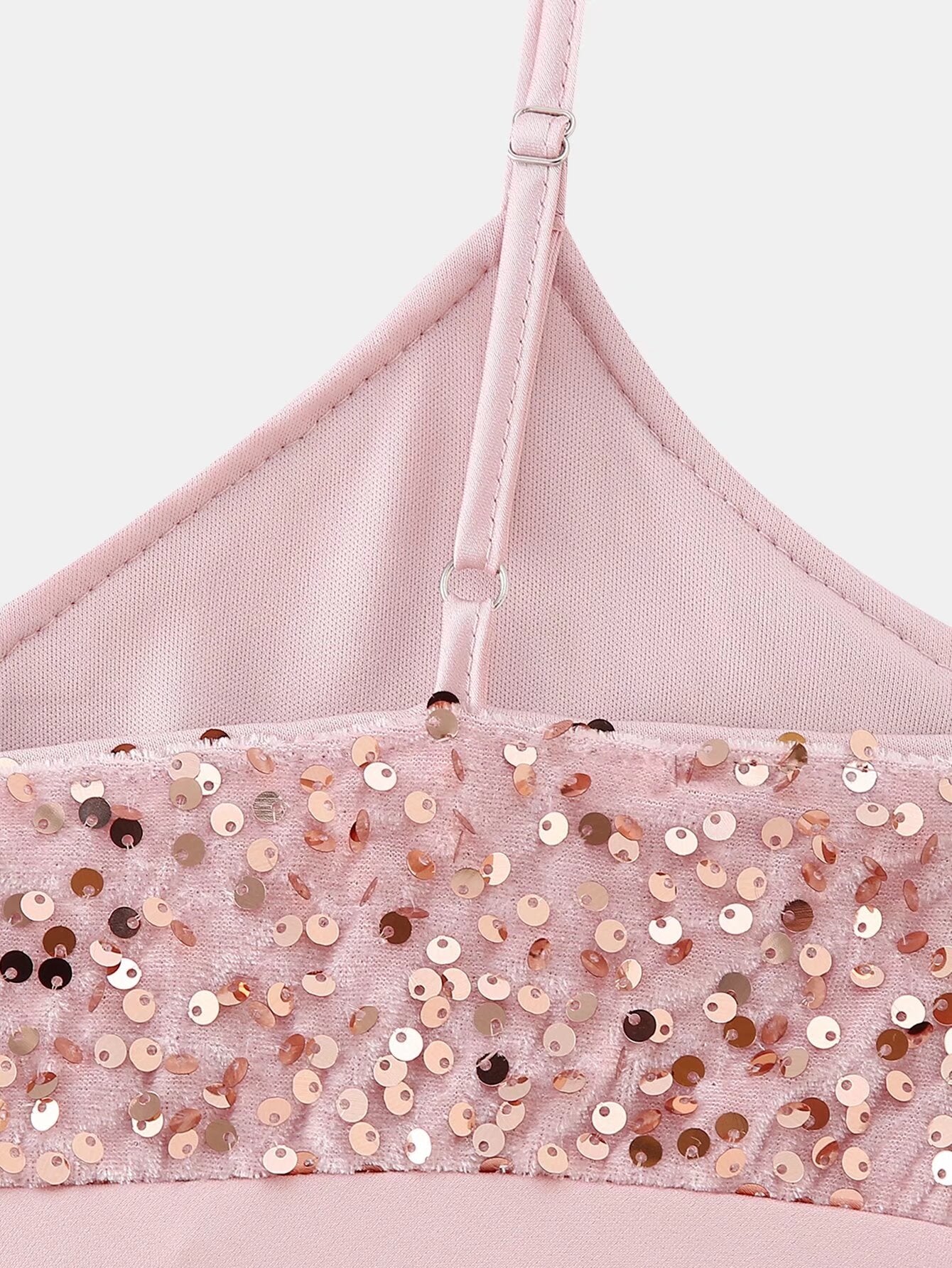 Women Summer Sequined Decorative Short Strap Dress
