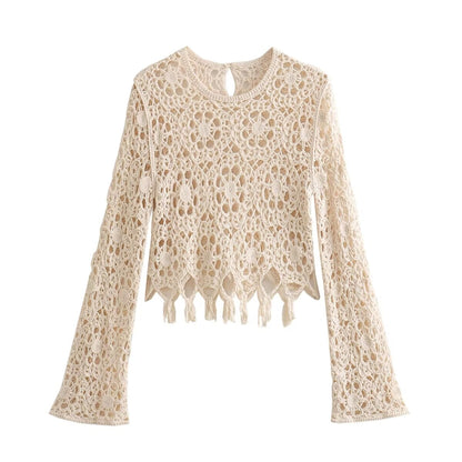 Autumn Women Round Neck Knitted Top