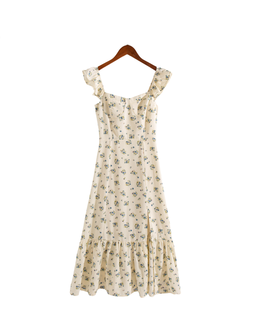 Winter Casual Large Swing Dress Square Collar Flying Sleeves Printed Dress