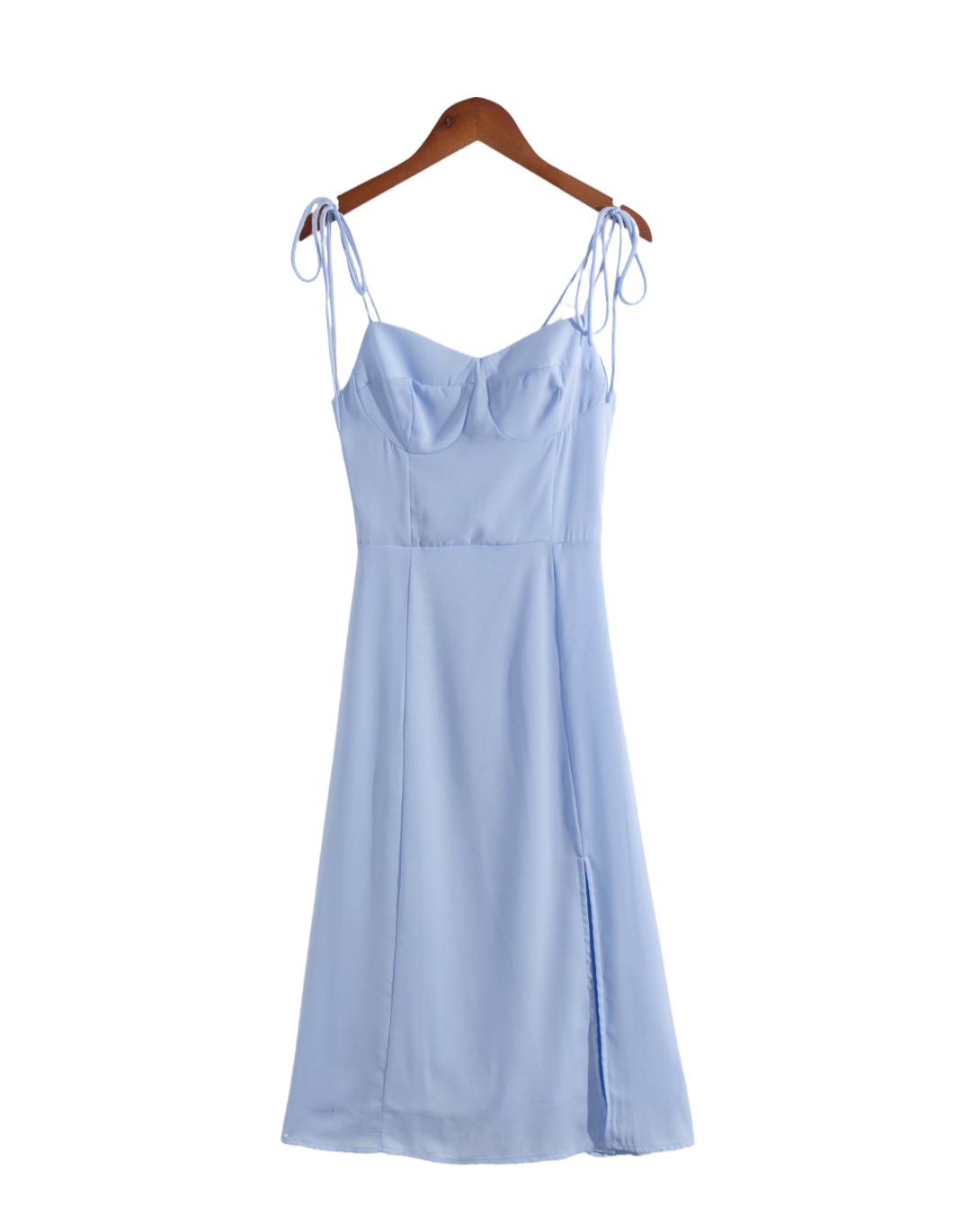 Summer French Complex Solid Color Cami Dress Sexy Side Split Lower Hem Mid Length Dress