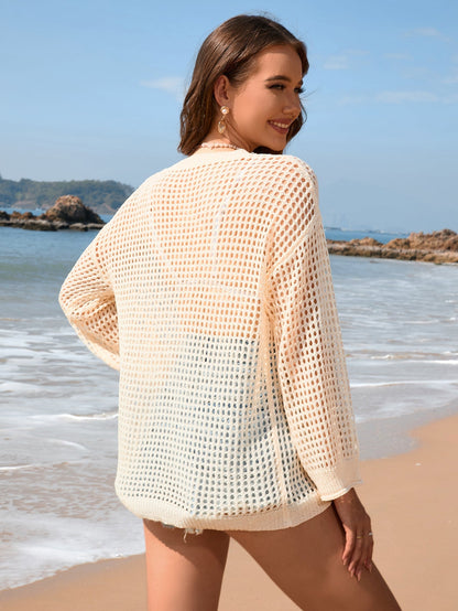 Summer Cutout Sling Seaside Vacation Sexy Loose Bikini Beach Cover-up Women Knitwear