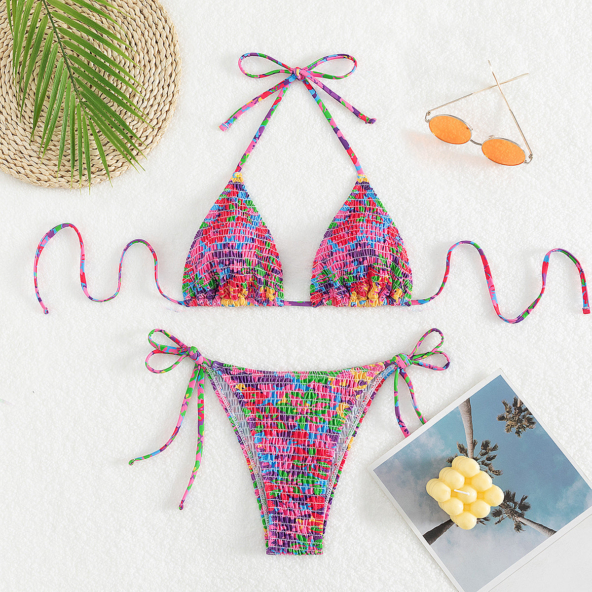 Arrival Sexy Bikini Swimsuit Smocking Halter Bikini Brazilian Big Breast Swimsuit