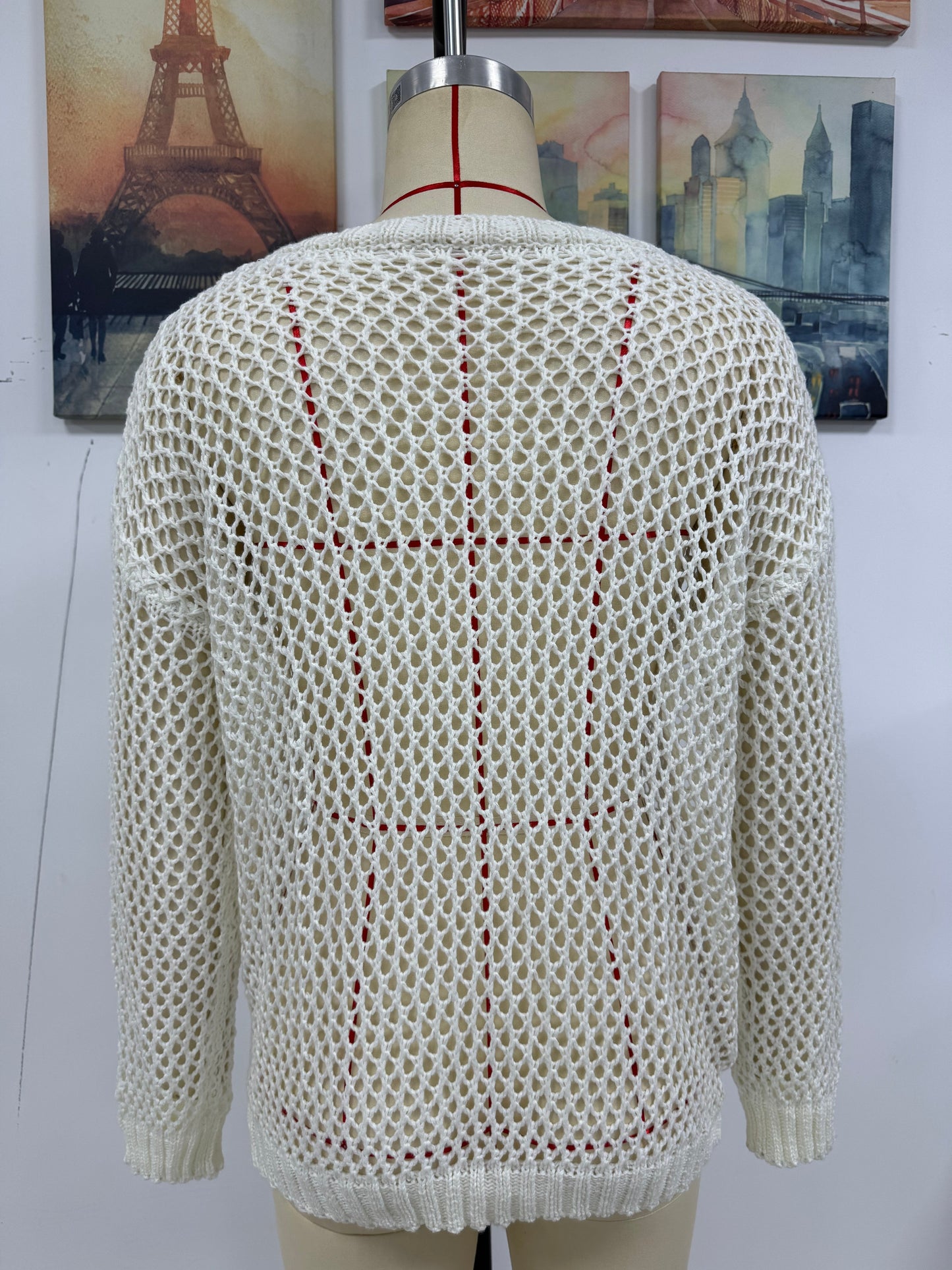 Summer Women Round Neck Five Pointed Star Sexy Cutout Pullover Women Knitwear