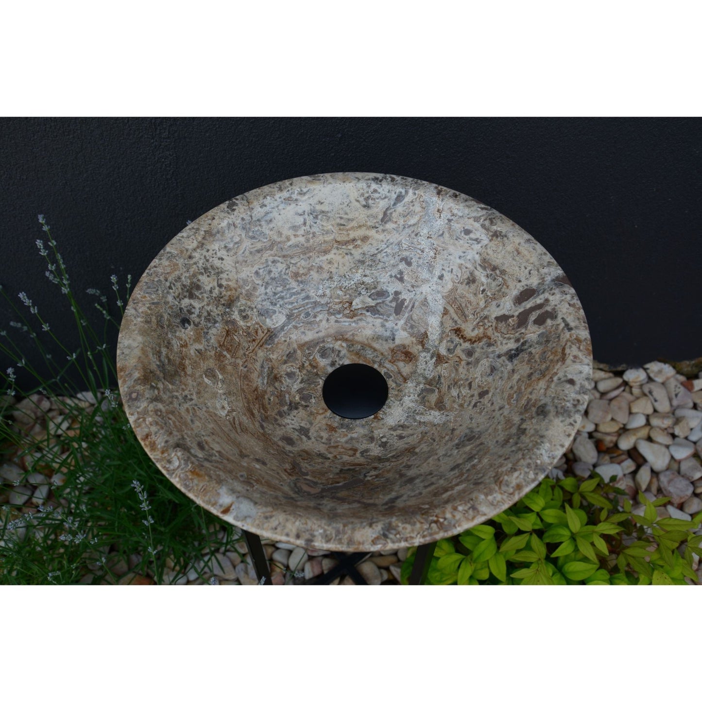 Valencia Travertine Conical Stone Vessel Sink Handmade Carved