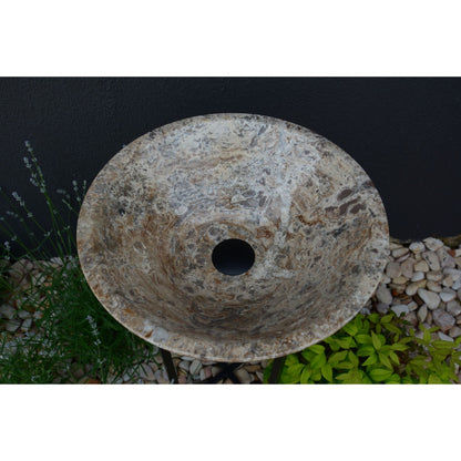 Valencia Travertine Conical Stone Vessel Sink Handmade Carved
