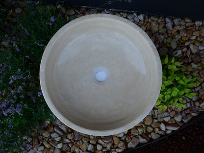 Light Travertine Handcrafted Vessel Sink - Authentic Hand Polished Natural Stone