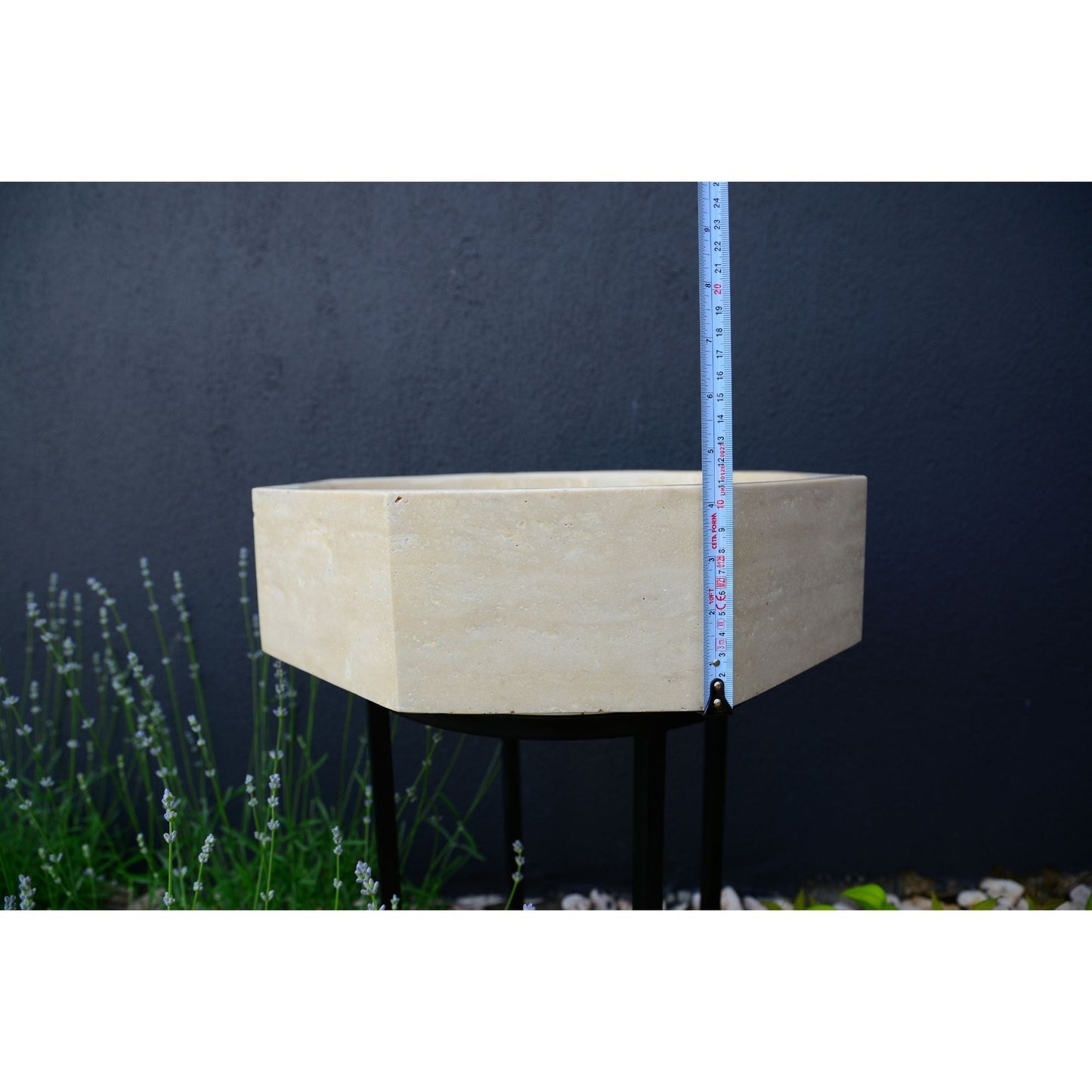 Handmade Turkish Travertine Octagon Bathroom Sink Hand Carved