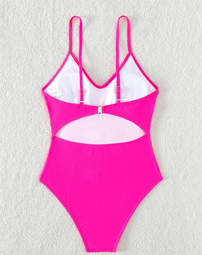 African One Piece Swimsuit Women Solid Color Tassle Strap Swimming Swimsuit