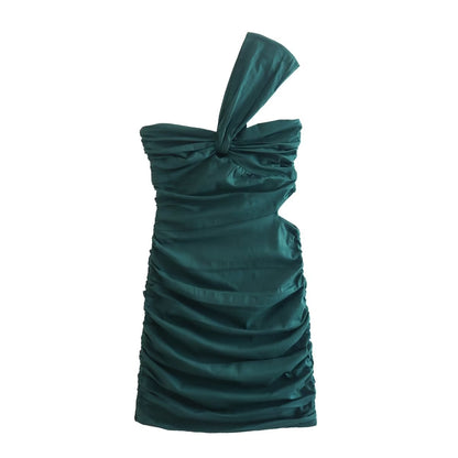 Fall Women Clothing Linen Blend Asymmetric Slim Dress