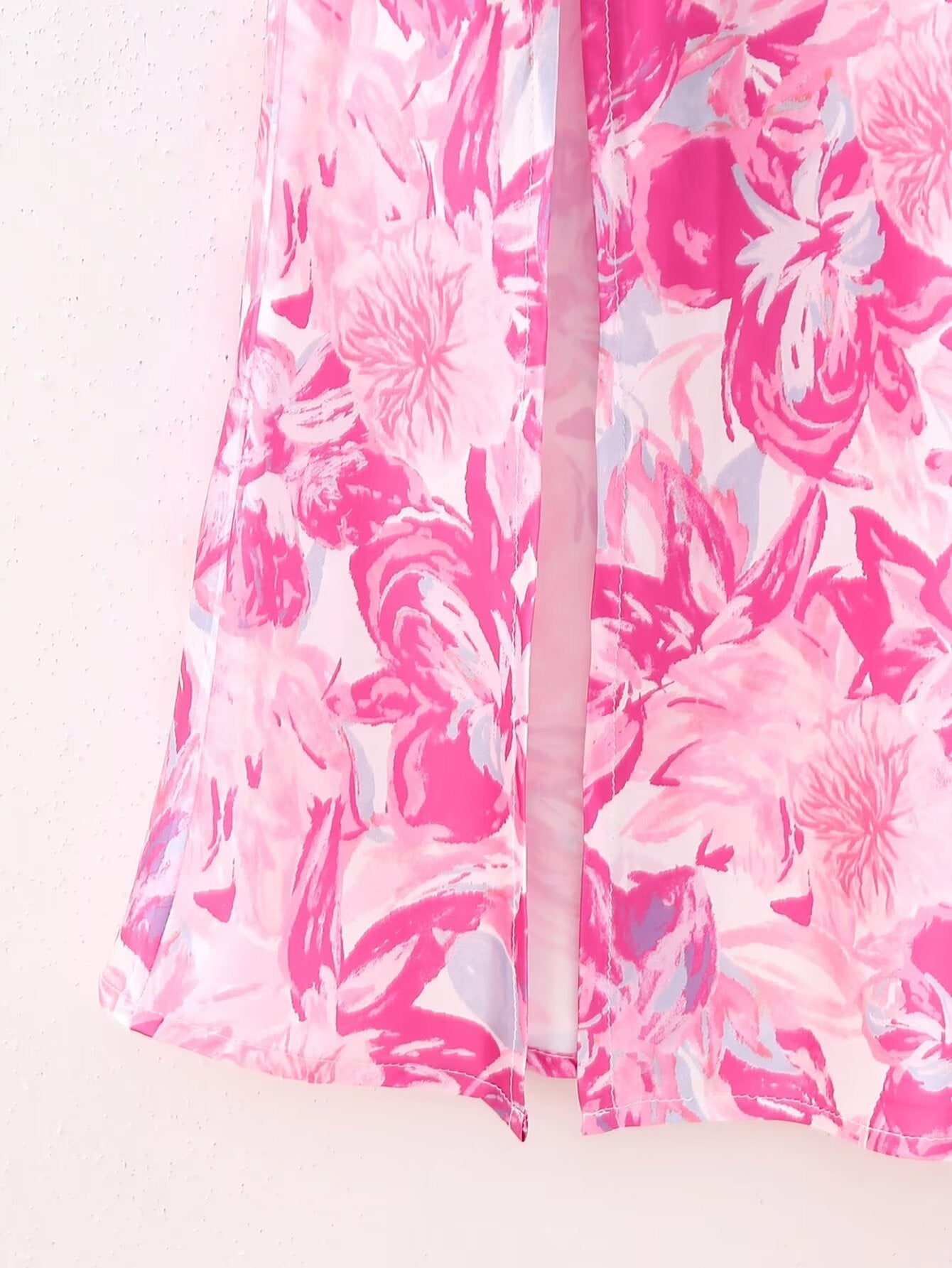 Spring Women Pink Oblique Shoulder Printed Cropped Outfit Sleeveless Dress