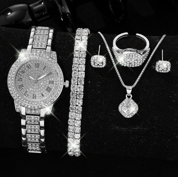 Ladies' High-end Watch With Diamond Studded Full Diamond Steel Linked List
