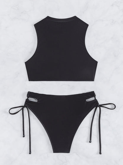 Bikini Sexy Swimsuit Women Split Bikini Black White Sports Swimsuit