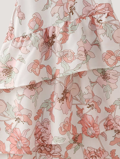 Summer Women Clothing Printed Asymmetric Tiered Dress