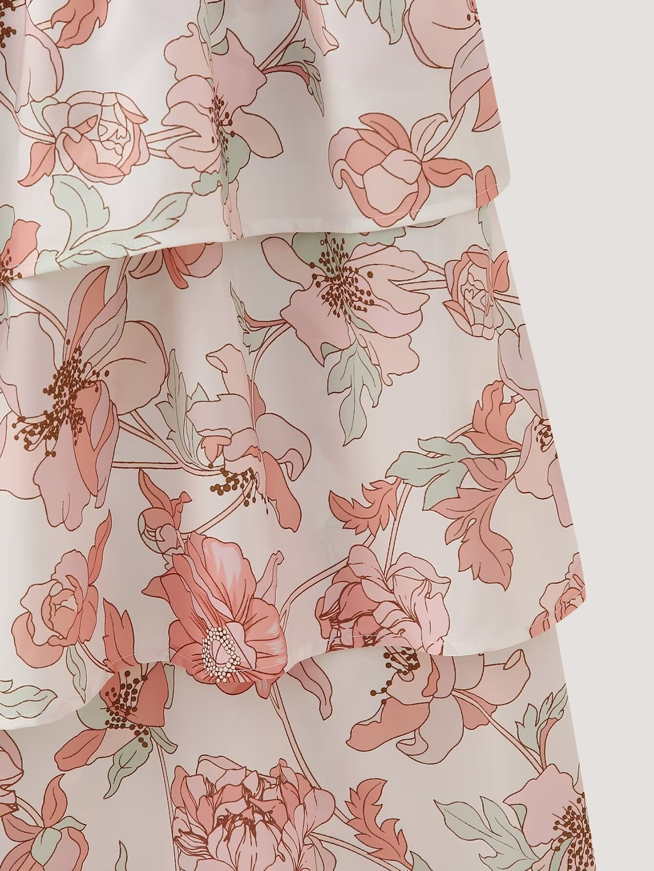 Summer Women Clothing Printed Asymmetric Tiered Dress
