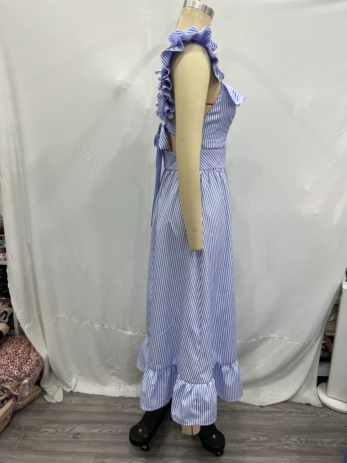 Spring Flounce Oversized Plaid Sleeveless Dress