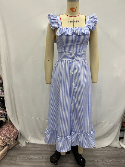 Spring Flounce Oversized Plaid Sleeveless Dress