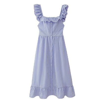 Spring Flounce Oversized Plaid Sleeveless Dress