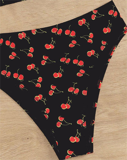 Bikini Sexy Fruit High Waist Bikini Bow Lace Up Swimsuit