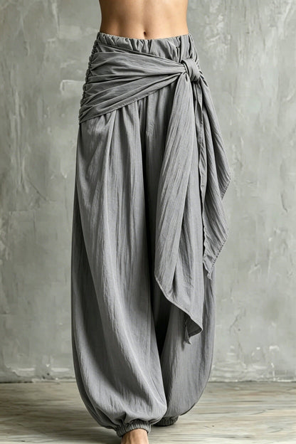 Women's High-Waist Tie-Waist Wide-Leg Pants