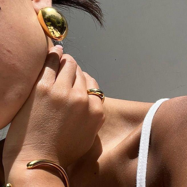 18k gold geometric design simple and versatile earrings
