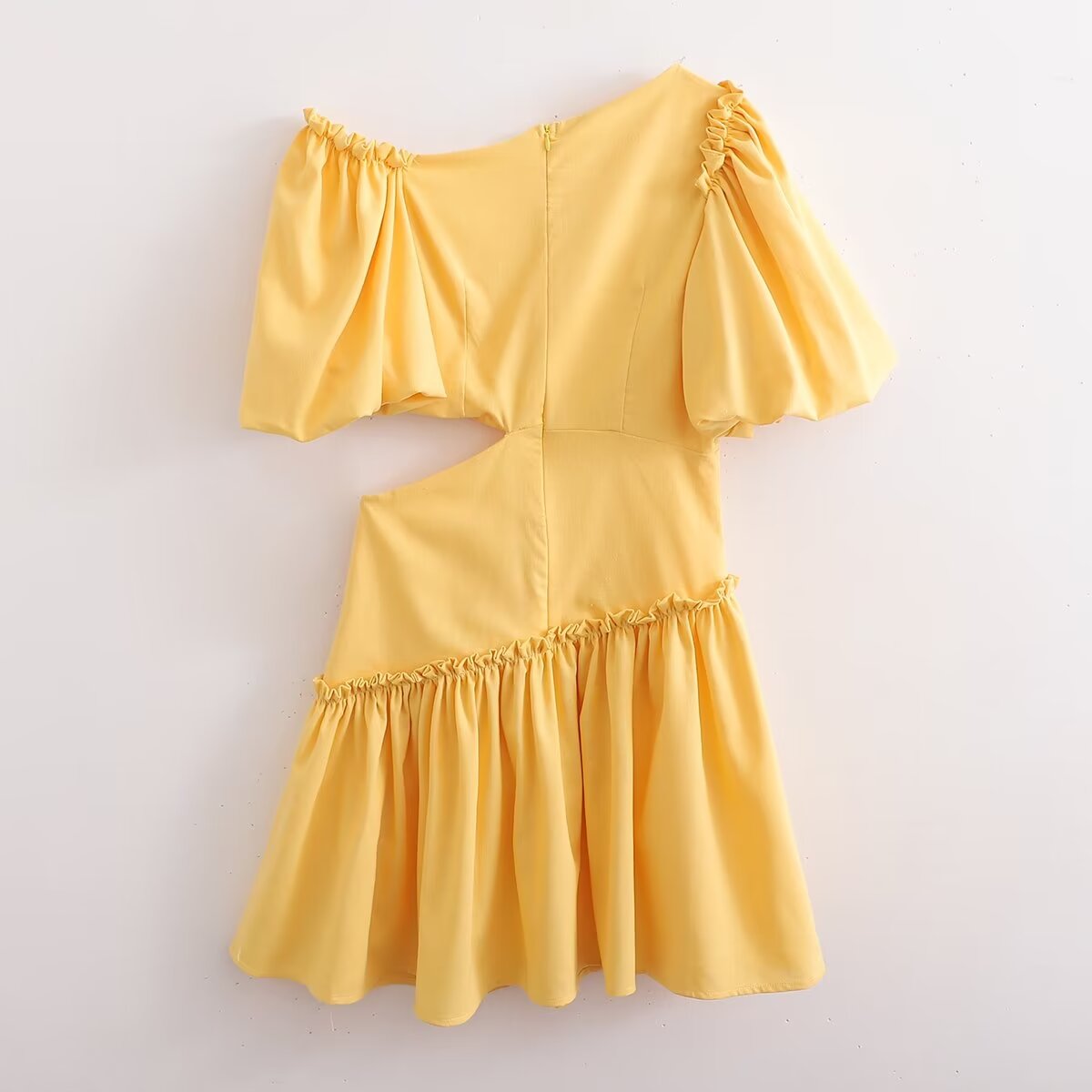 Dress for Women Design Puff Sleeve Slimming Waist Exposed Women Short A Line Dress