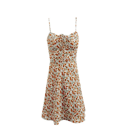 Spring Floral Cami Dress Women Vacation Casual Lace up Dress Short