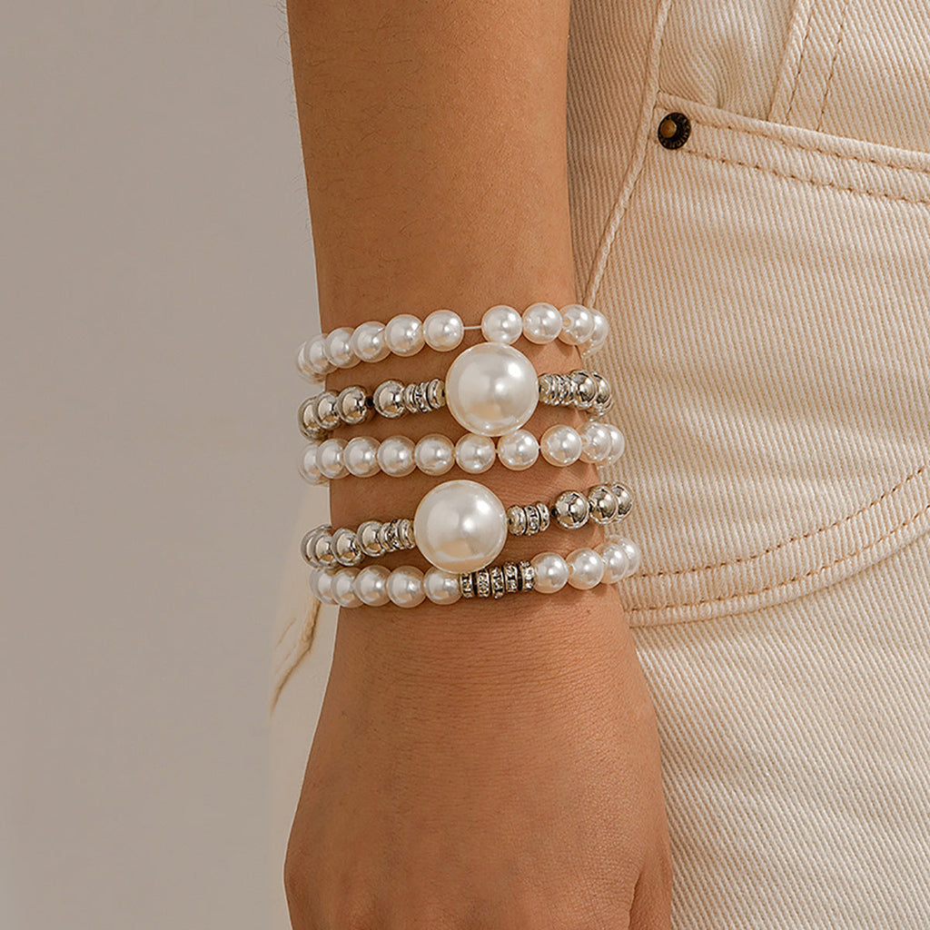 18k gold bow pearl beaded bracelet