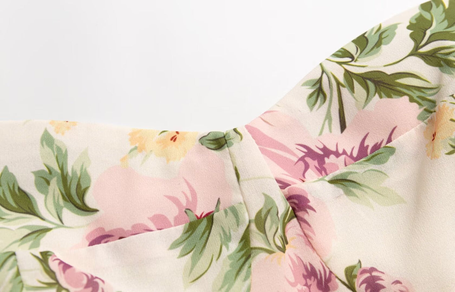 Summer French Vintage Floral Printed High Waist Sexy Side Split Hem Sling Dress