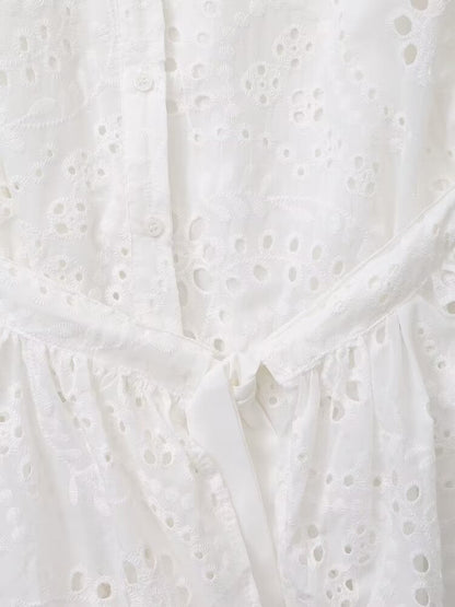 Spring Women Clothing Embroidered Shirt Dress