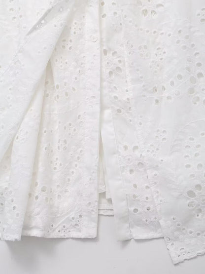 Spring Women Clothing Embroidered Shirt Dress