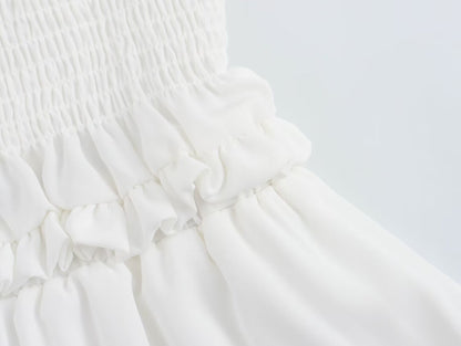 Spring Women Clothing Casual Simple Flying Sleeves Hollow Out Cutout Lace Dress