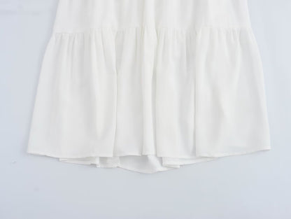 Spring Women Clothing Casual Simple Flying Sleeves Hollow Out Cutout Lace Dress