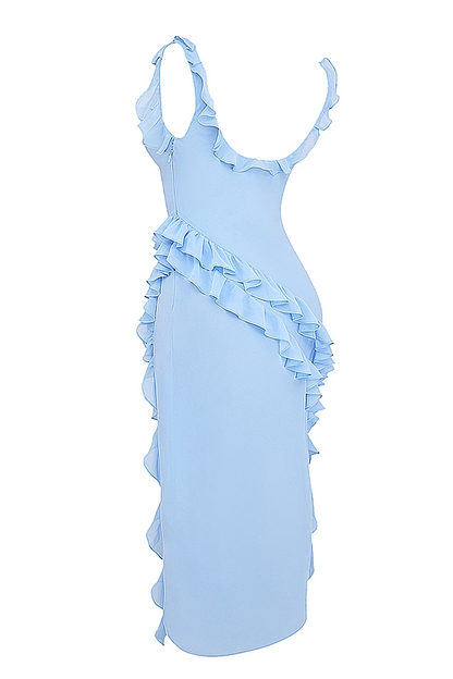 Women Clothing Summer Autumn Sexy Wooden Ear Stitching Split Dress