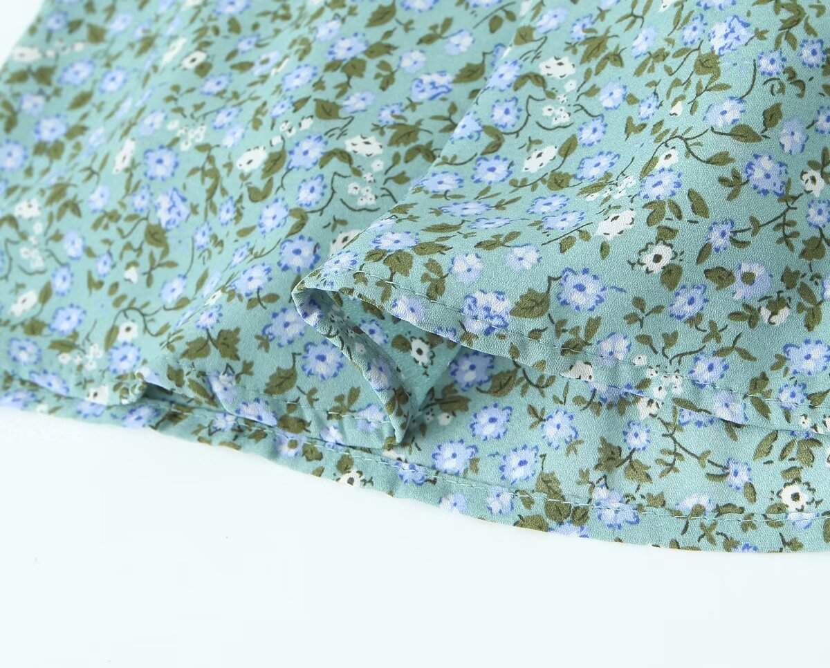 Summer Pastoral Fresh Slim Fit Tied Printing Slip Dress Women