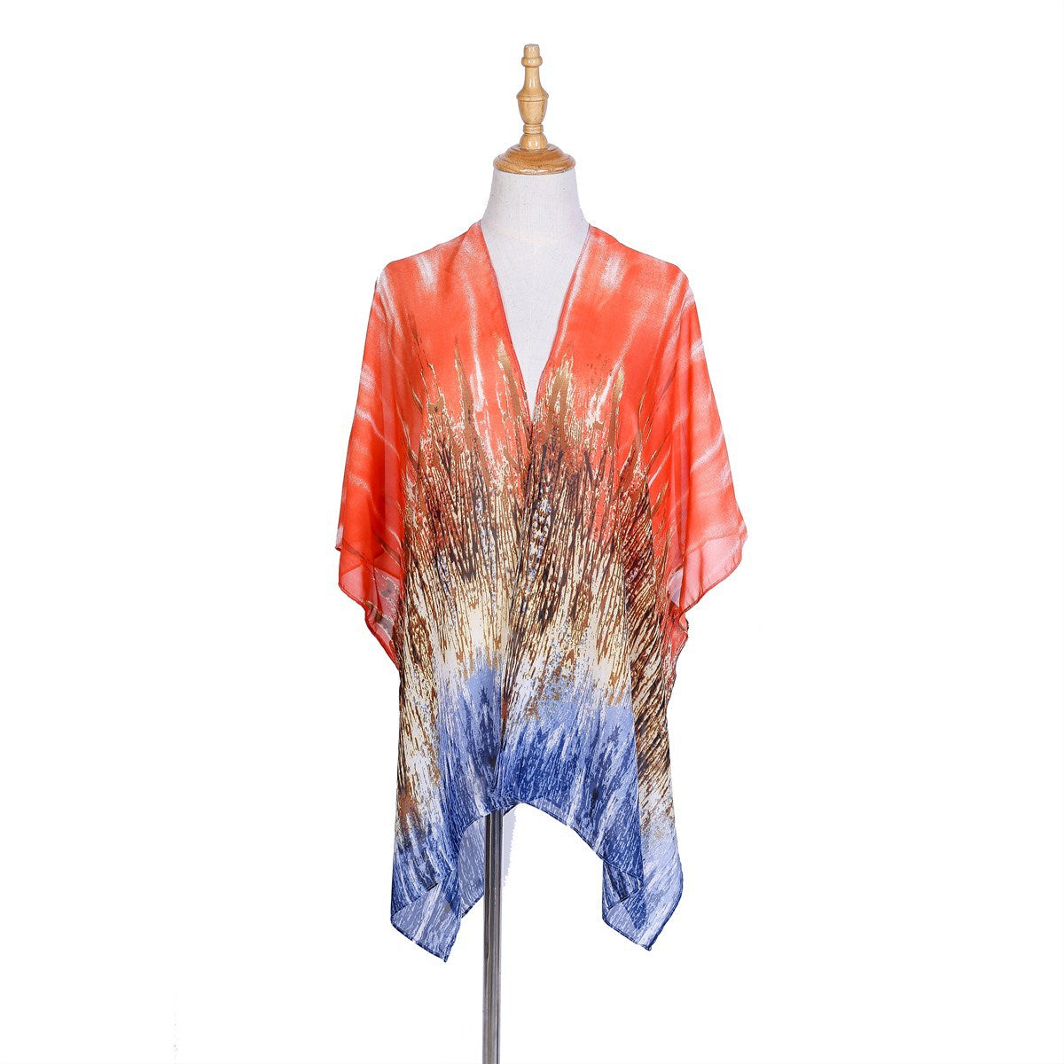 Spring Summer Gradient Pattern Chiffon Sun Protection Cardigan Coat