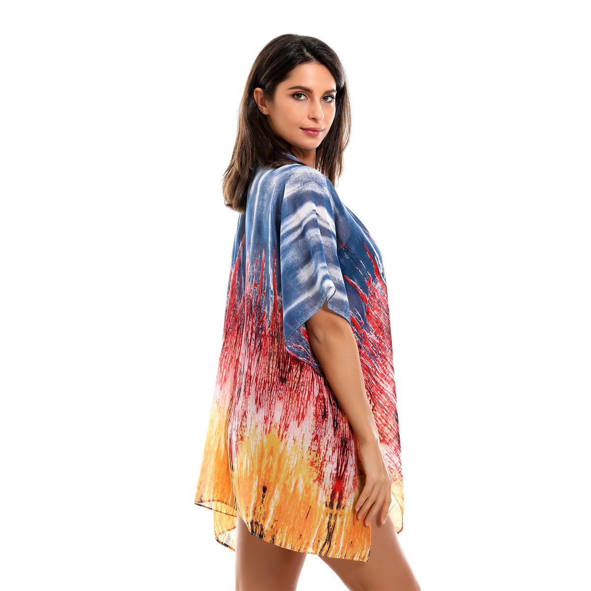 Spring Summer Gradient Pattern Chiffon Sun Protection Cardigan Coat