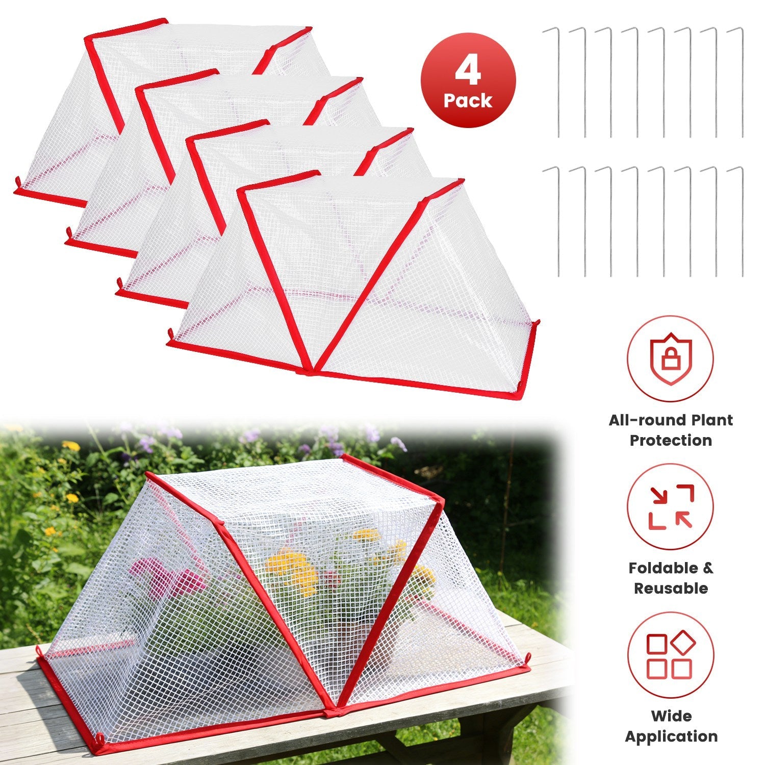 4Pack 31.50×12.99×13.39in Garden Row Accelerator Plants Covers Plant Net Cage Guard Greenhouse Covers Protect Seedling Fruit Vegetable Rows From Frost