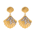 18K gold shell inlaid pearl exquisite design unique earrings