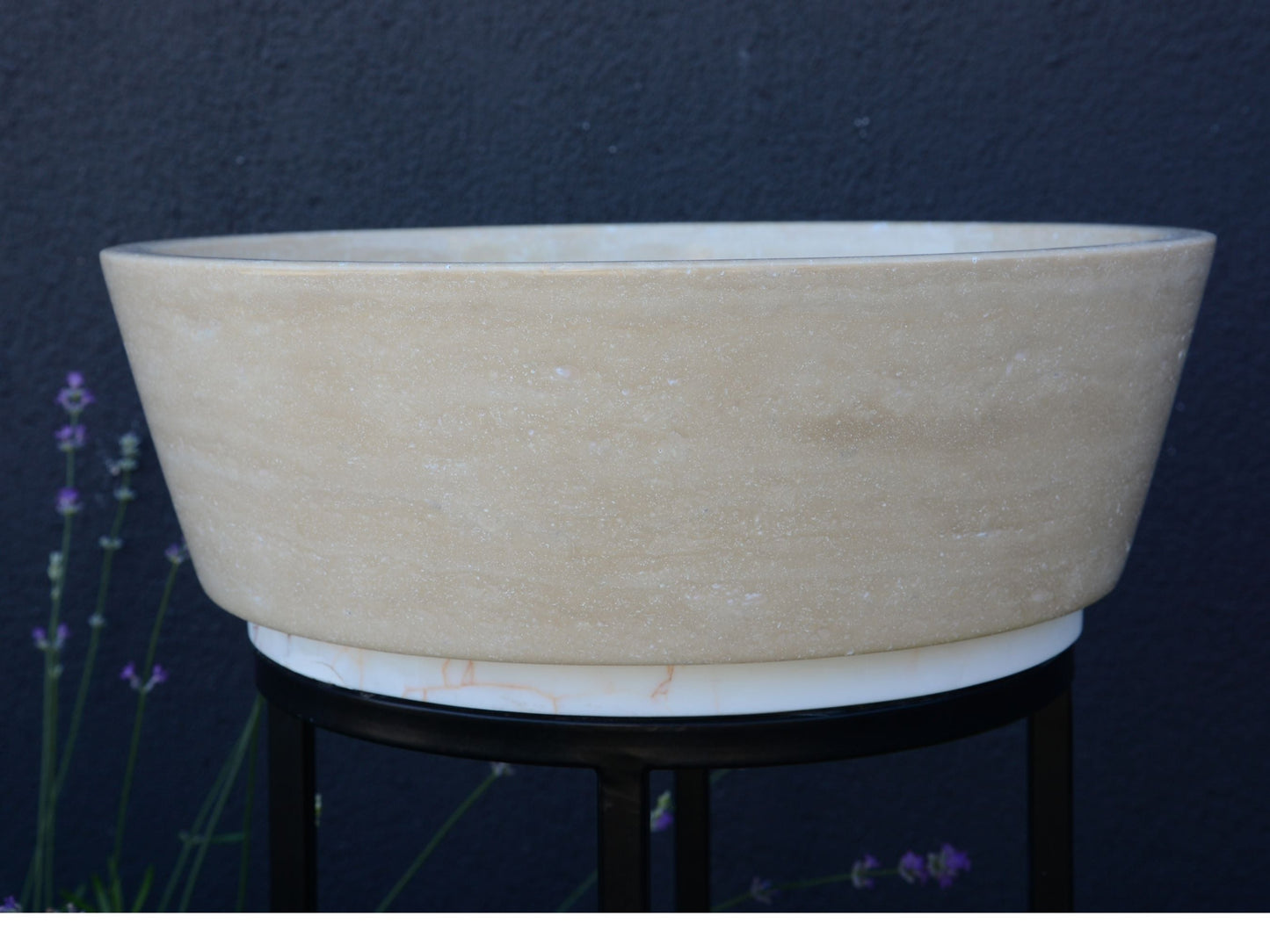Light Travertine Handcrafted Vessel Sink - Authentic Hand Polished Natural Stone