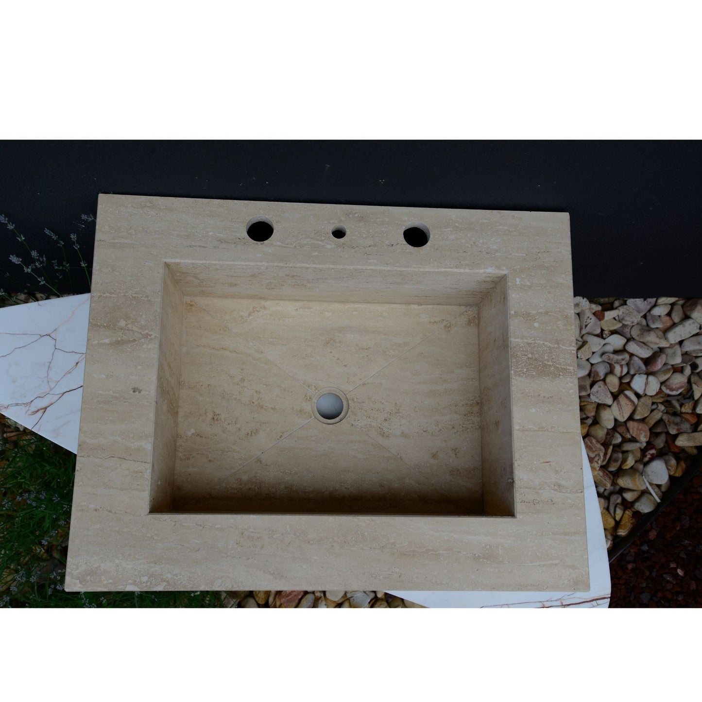 Travertine Bathroom Sink Handcrafted - Custom Artisanal Design