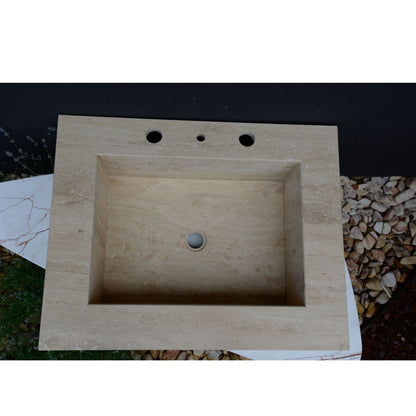 Travertine Bathroom Sink Handcrafted - Custom Artisanal Design