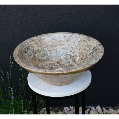 Valencia Travertine Conical Stone Vessel Sink Handmade Carved
