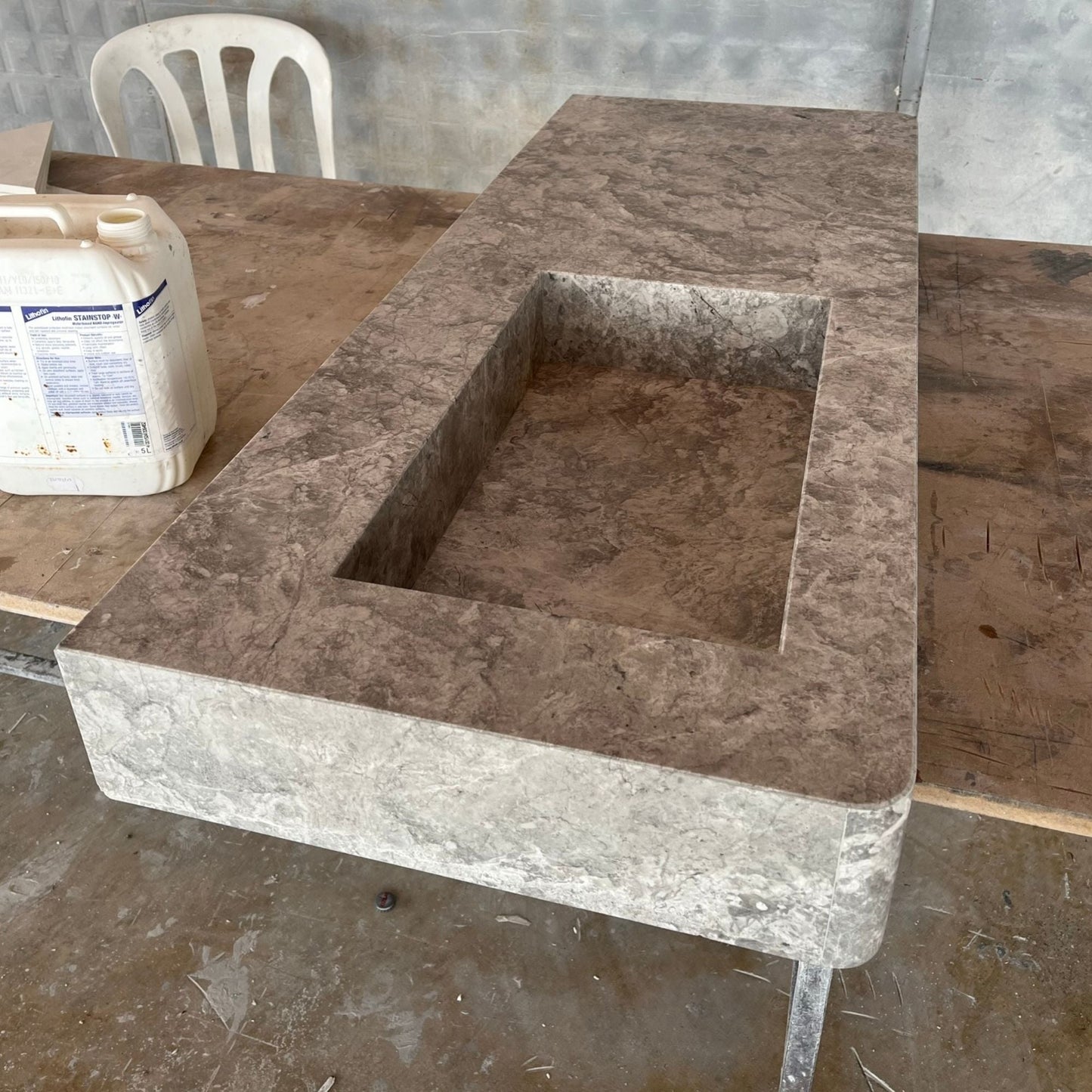 Tundra Grey Marble Handcrafted Vanity Sink - Luxury Bathroom