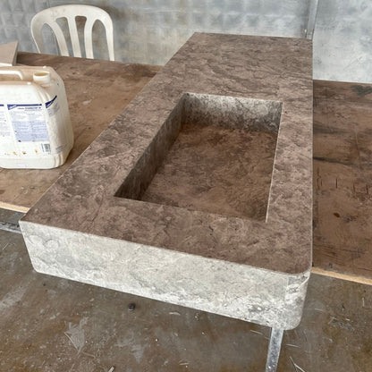 Tundra Grey Marble Handcrafted Vanity Sink - Luxury Bathroom