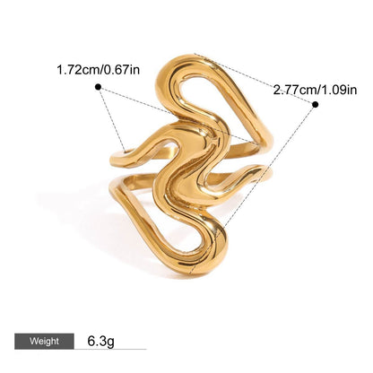 18K gold geometric line design exquisite personality ring