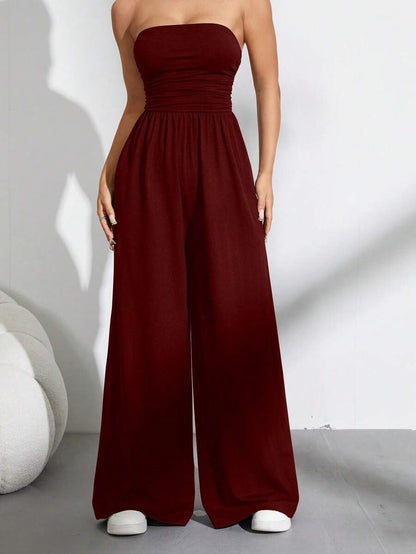 High-Waist Wide-Leg Pants & Tube Top Set – 6 Colors, S–2XL