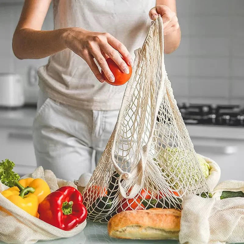 1/2pcs Cotton String Shopping Tote Bags Fruit Vegetable Storage