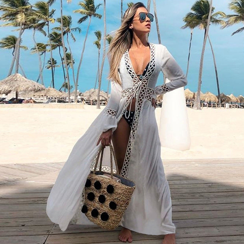 Lace Cardigan Sun Protection Clothing Beach Jacket Swimsuit Bikini Cover-up Blouse
