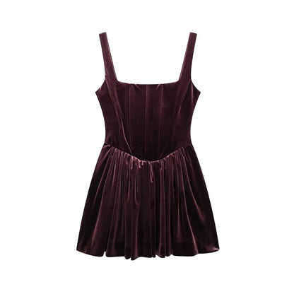 Women Clothing Autumn Velvet Corset Dress